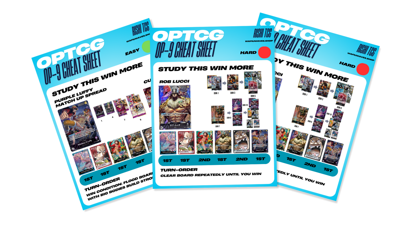 RISHI TCG OP9 FREE CHEAT SHEETS